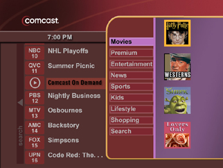 comcast quick menu
